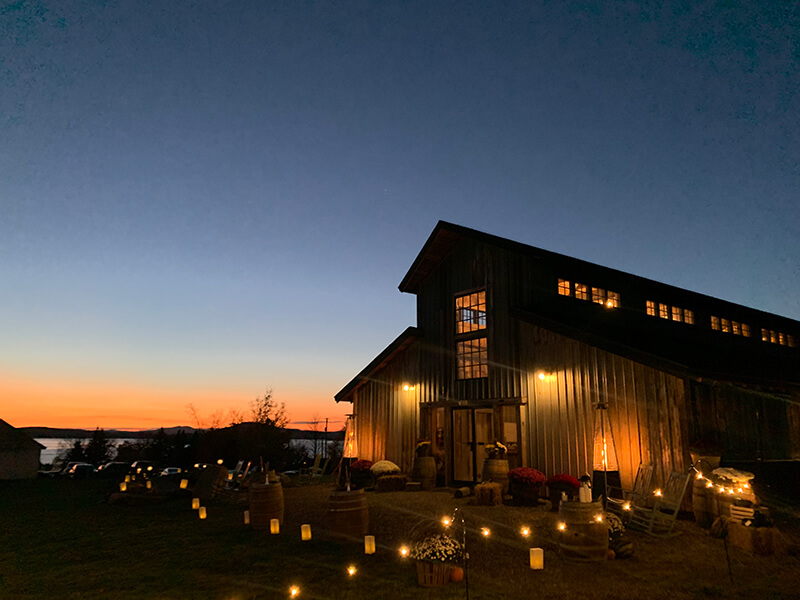 exterior barn at sundown