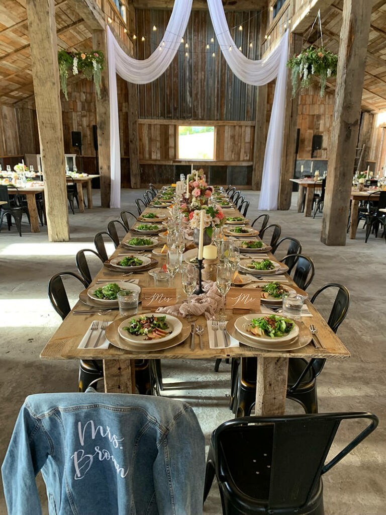 wedding salads on table